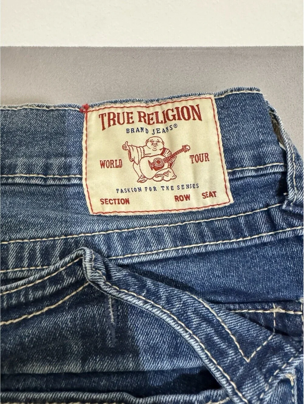 True Religion Ricky Jeans Mens 32 Light Wash Relaxed Straight Flap Pocket